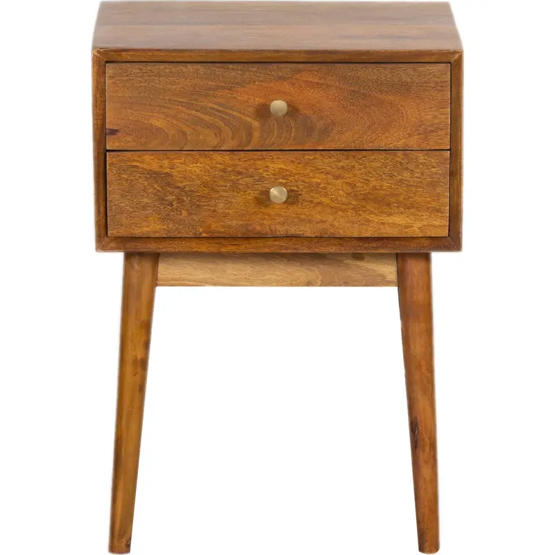 Mid-Century Cognac Nightstand – Retro-Inspired Bedside Table 1