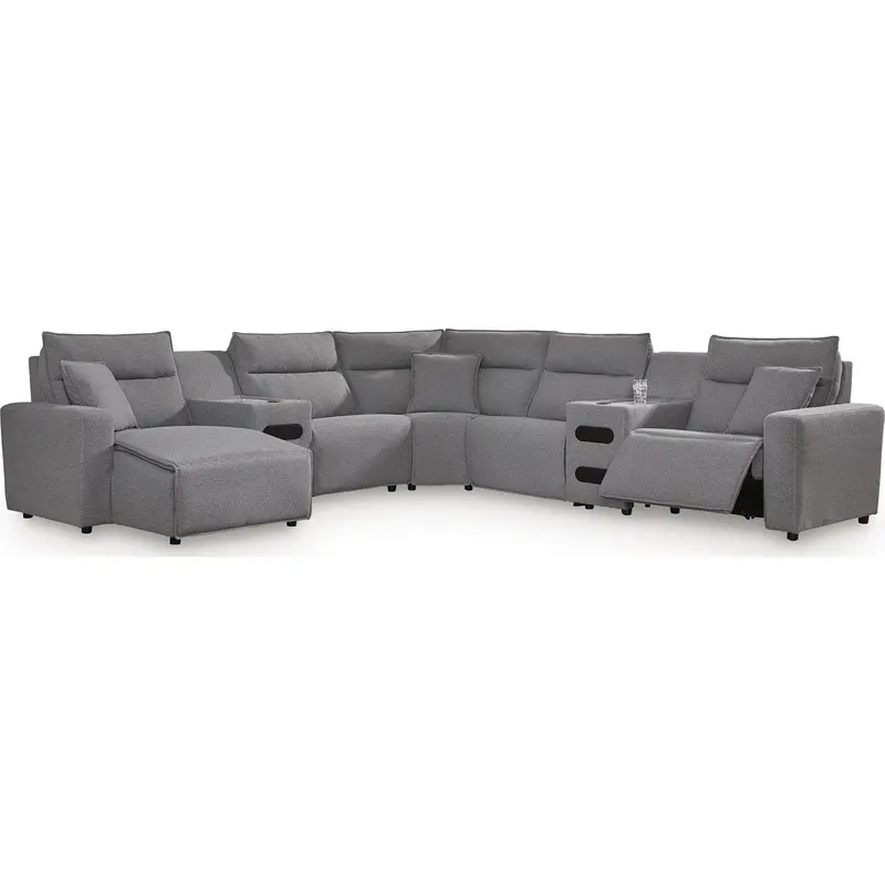 Modmax Ii 7-Piece Luxury Power Reclining Sectional With Dual Audio Consoles 1