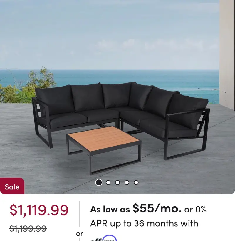 Monaco Slate Grey Contemporary Outdoor Sectional Sofa Set 1