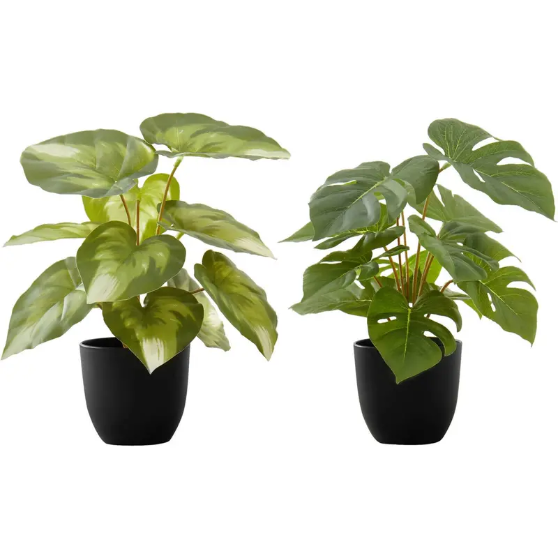 Monstera Deliciosa Plants – Set Of 2 Faux Statement Greens 1