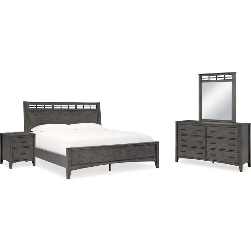 Montillan Grayish-Brown 6-Piece Queen Panel Bedroom Set 1