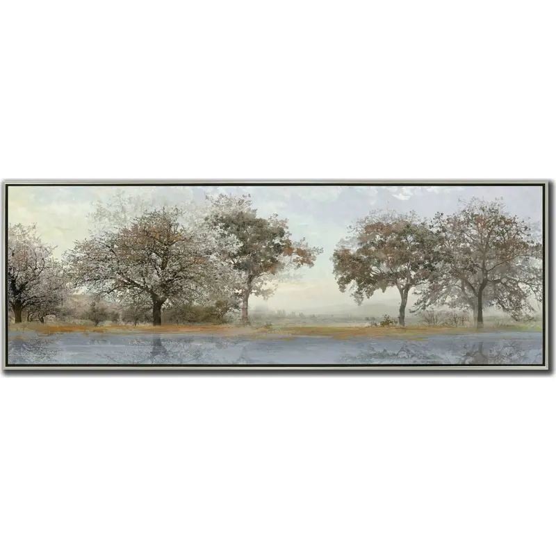 Morning Sun Landscape Canvas | 59X20 Inch Warm-Toned Horizontal Sunrise Art 1