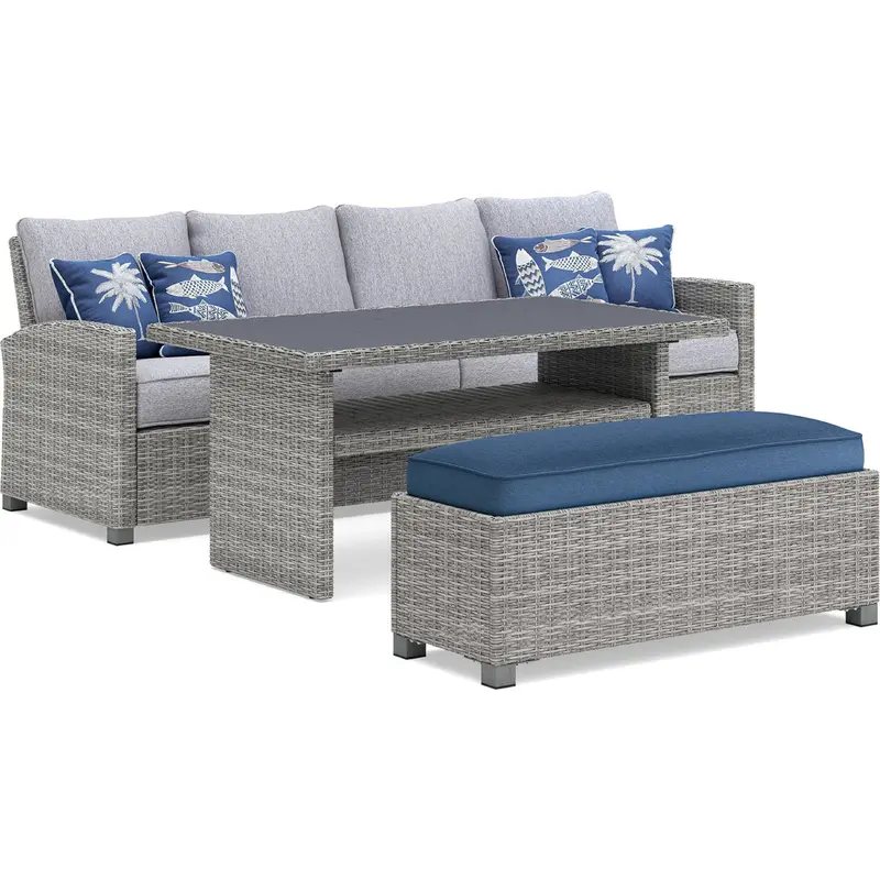 Naples Beach 4-Piece Outdoor Lounge Set – Light Gray Coastal-Inspired Wicker 1