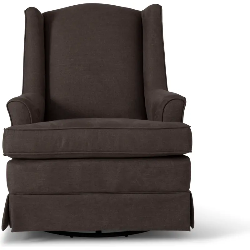 Natasha Swivel Rocking Chair – Pewter Fabric With Wooden Base 1