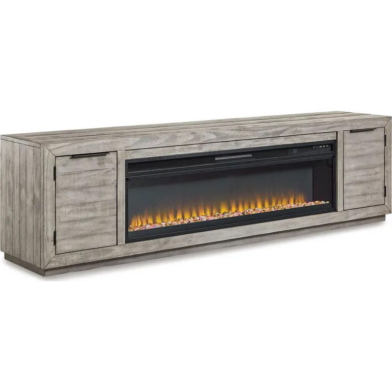 Naydell Gray Tv Stand With Built-In Electric Fireplace 1