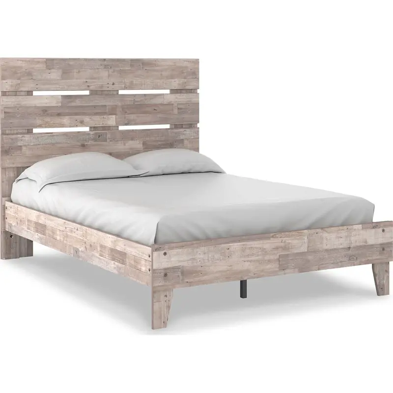 Neilsville Whitewash Full Platform Bed – Farmhouse-Style Low Profile Frame 1