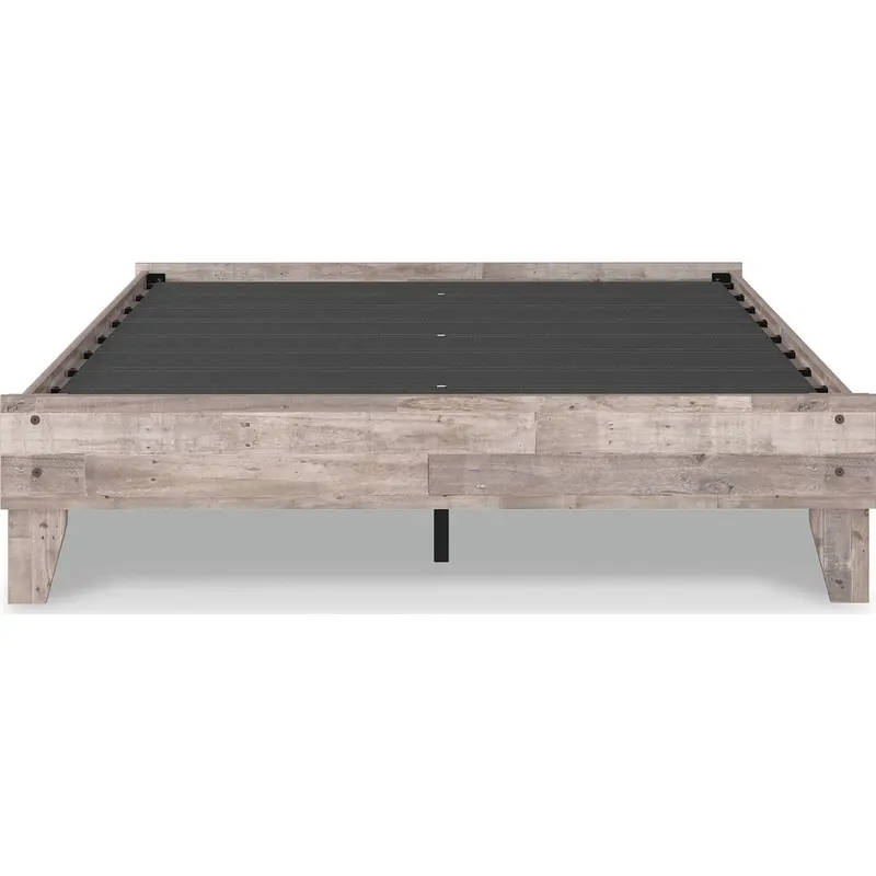 Neilsville Whitewash Queen Platform Bed – Solid Wood Frame 1