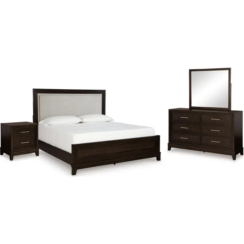 Neymorton 6-Piece Dark Grayish Brown Panel Bedroom Set 1