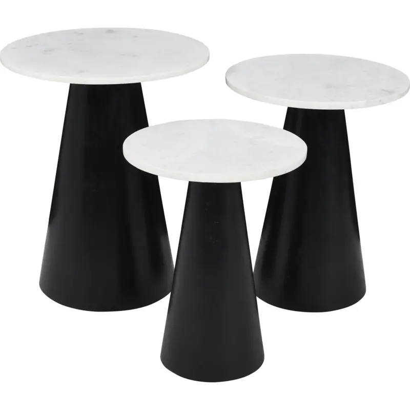 Nolan Marble-And-Black Nesting Cocktail Tables (Set Of 3) 1