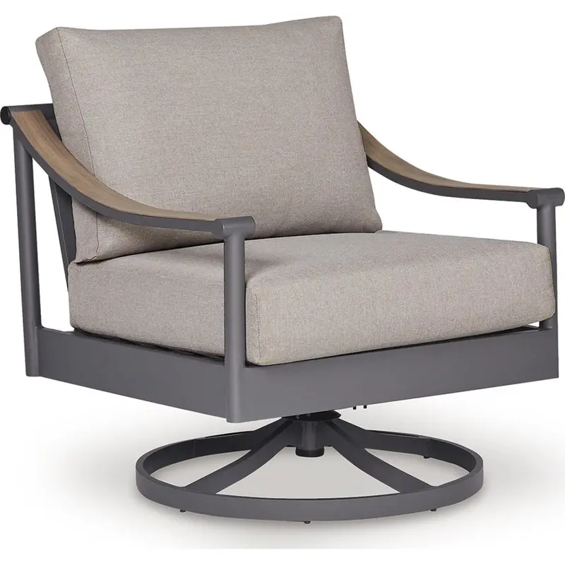 Ocean Beach Gray Swivel Lounge Chair – Rotating Outdoor Relaxation Seat 1