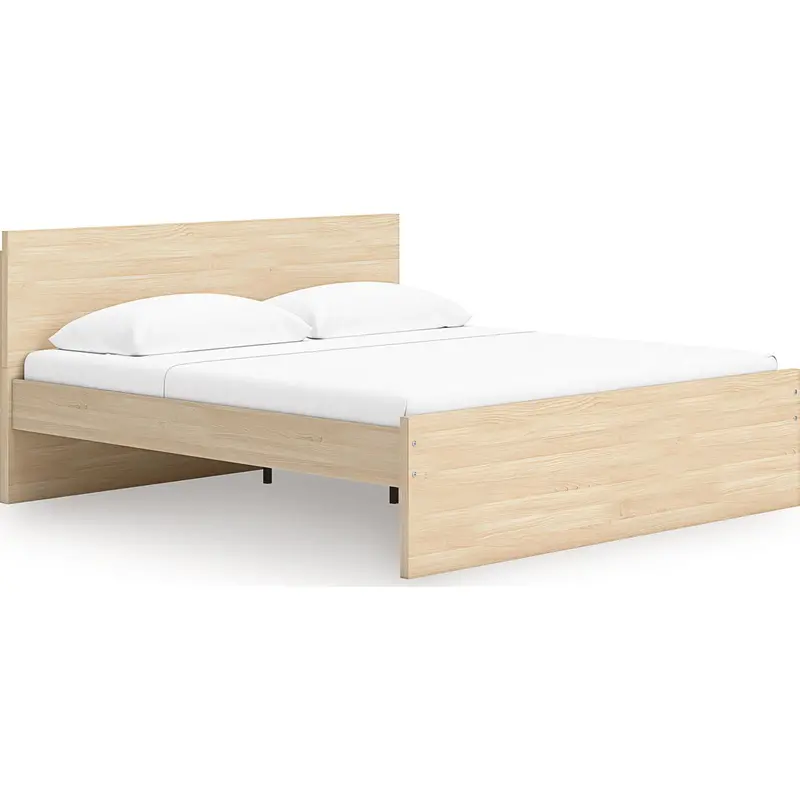 Onita Queen-Size Solid Platform Bed – Natural Wood Look 1