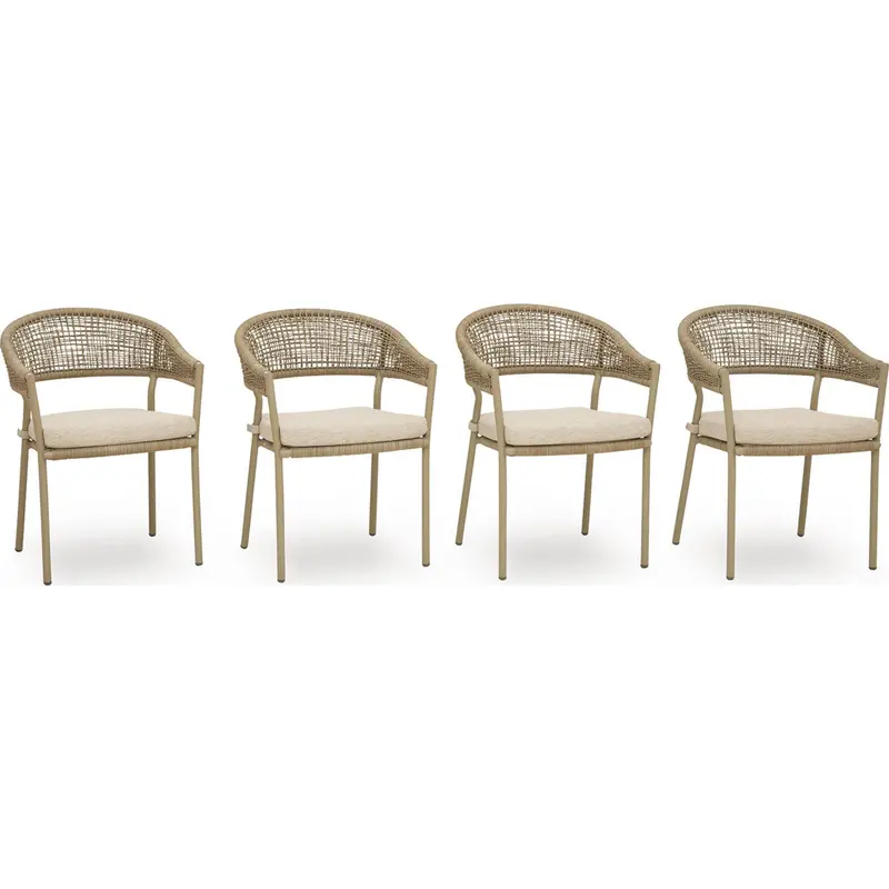 Orchard Beach Beige Outdoor Dining Chairs – Set Of 4 With Cushions 1