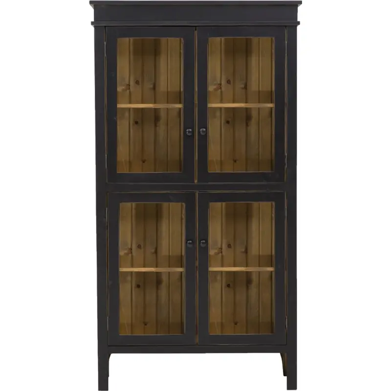 Orr Antique Black Accent Cabinet With Open Shelving 1