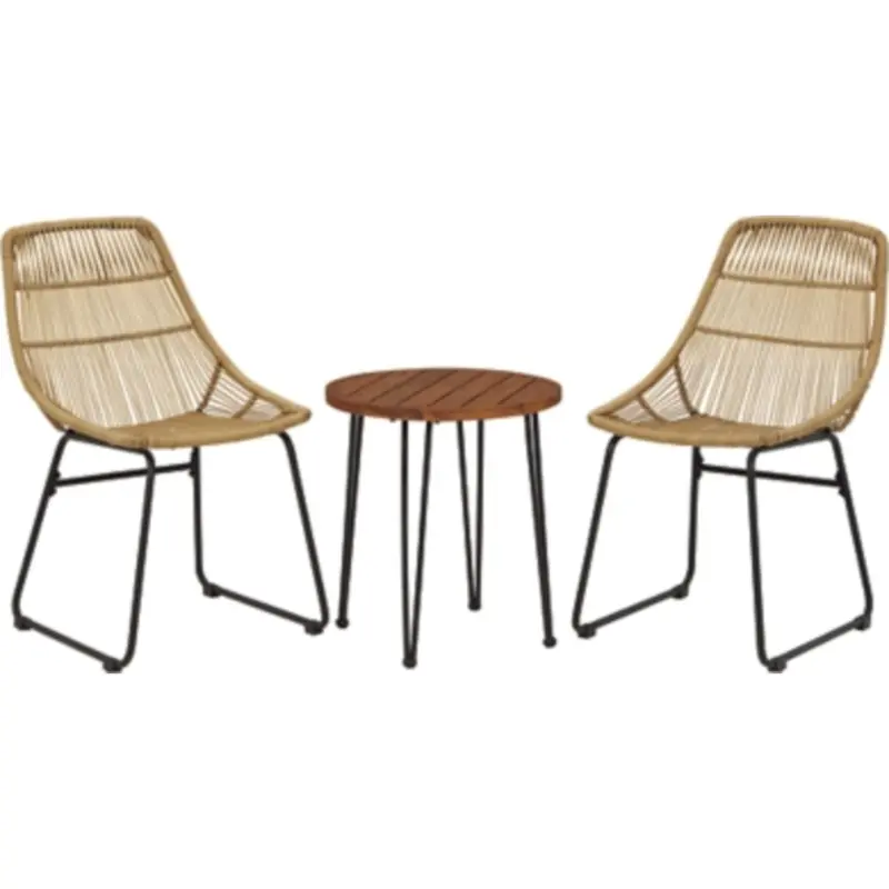 Outdoor Coral Sand Patio Set – 3-Chair + Table Combo In Light Brown And Black 1