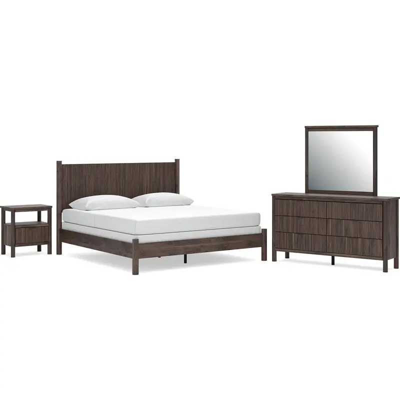 Pamytta Brown 6-Piece King Panel Bed Collection 1