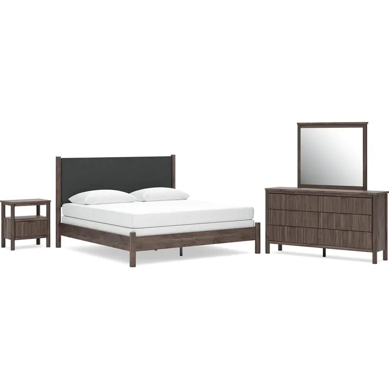 Pamytta Brown 6-Piece King Panel Bedroom Set 1