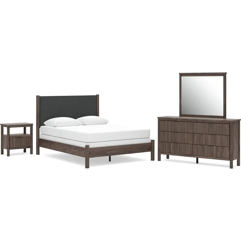Pamytta Brown 6-Piece Queen Panel Bed Collection 1