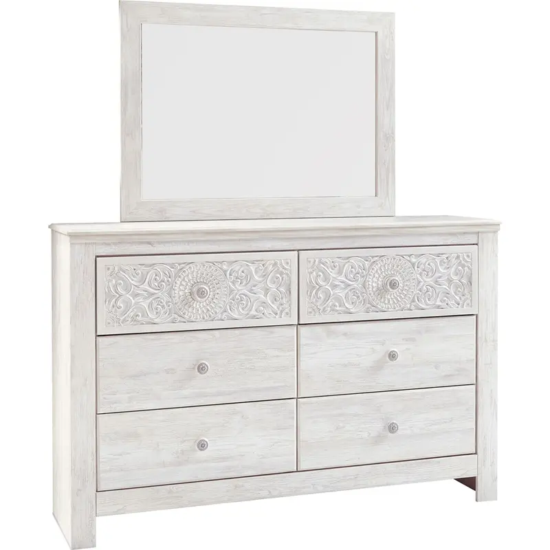 Paxberry Whitewash Dresser And Coordinating Mirror Set 1