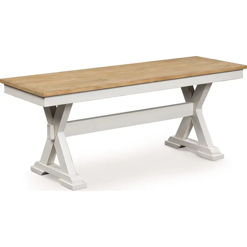 Purlaney Antique White And Natural Dining Bench (Pcd627-00) 1
