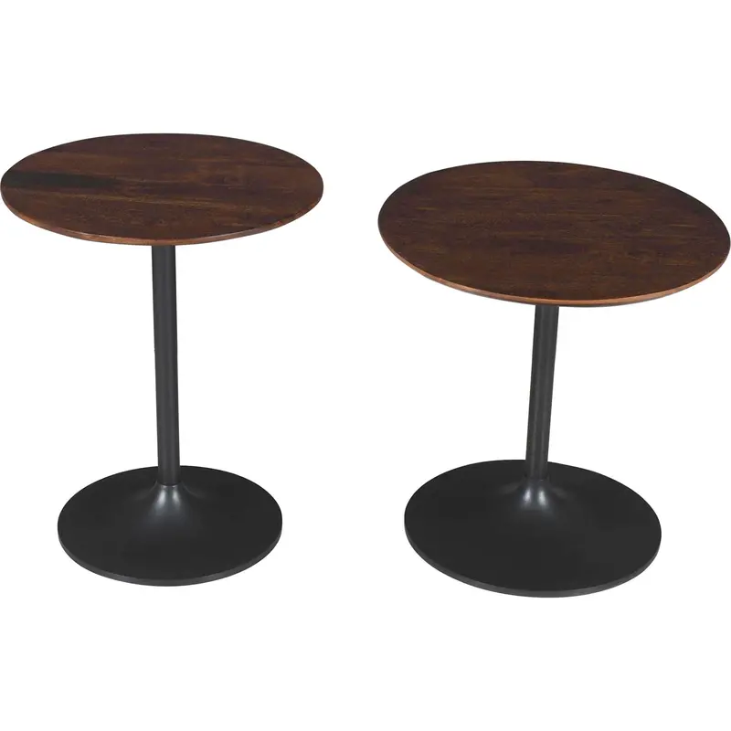Remy Gunmetal Accent Tables – Set Of 2 Nesting Metallic Side Tables 1