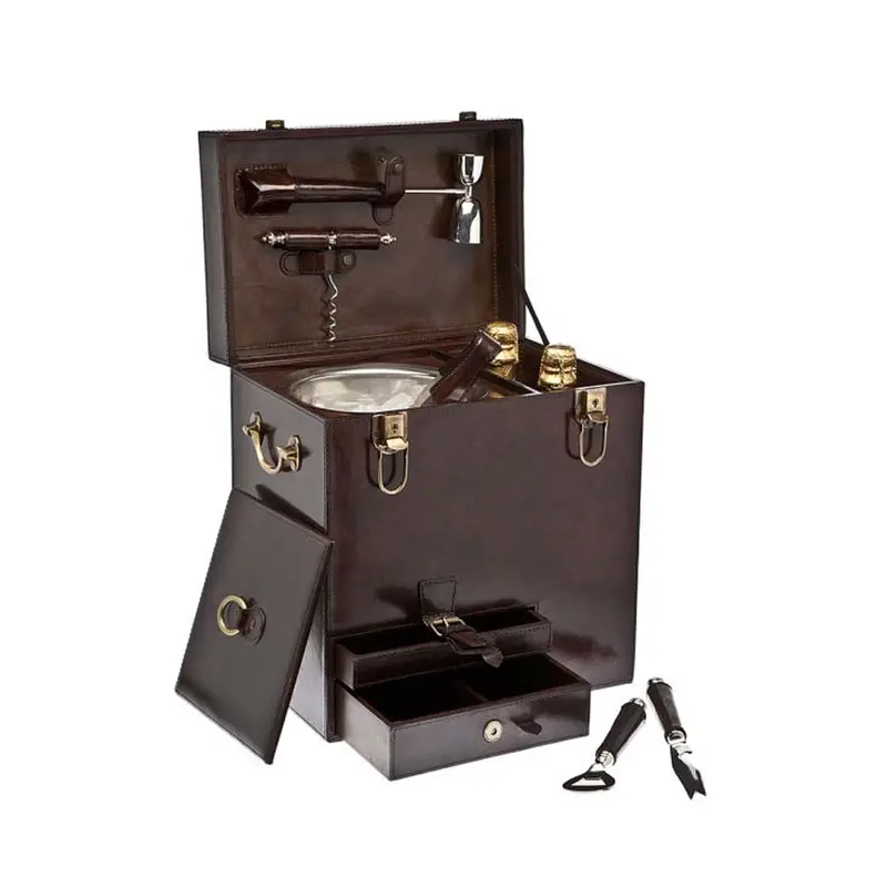 Ricci Argentieri Leather Bar Box With Integrated Cocktail Tools 1
