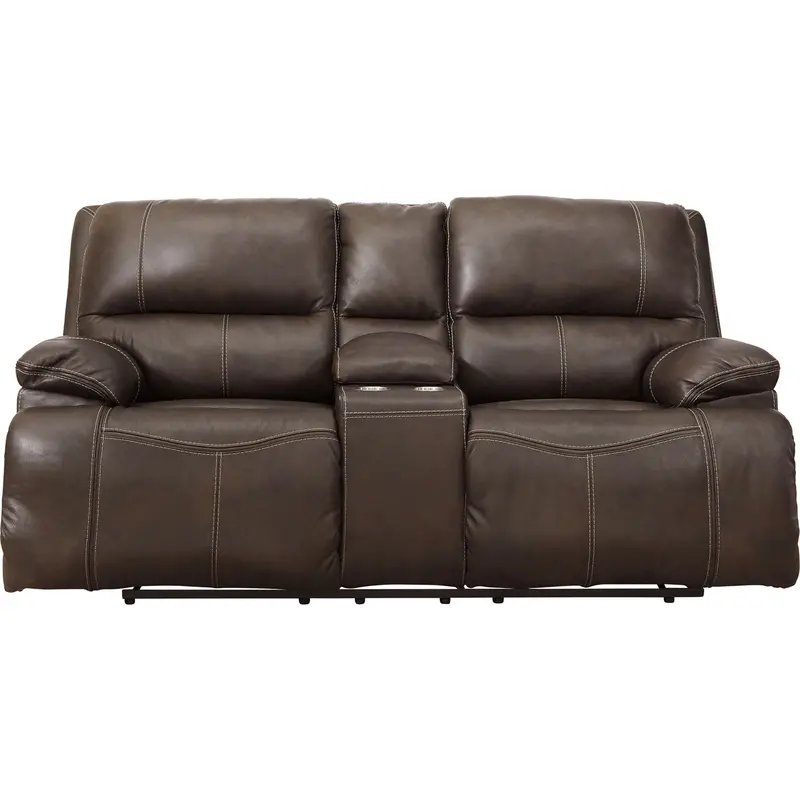 Ricmen Power Reclining Loveseat – Walnut Finish Frame, Headrest & Recline Control 1
