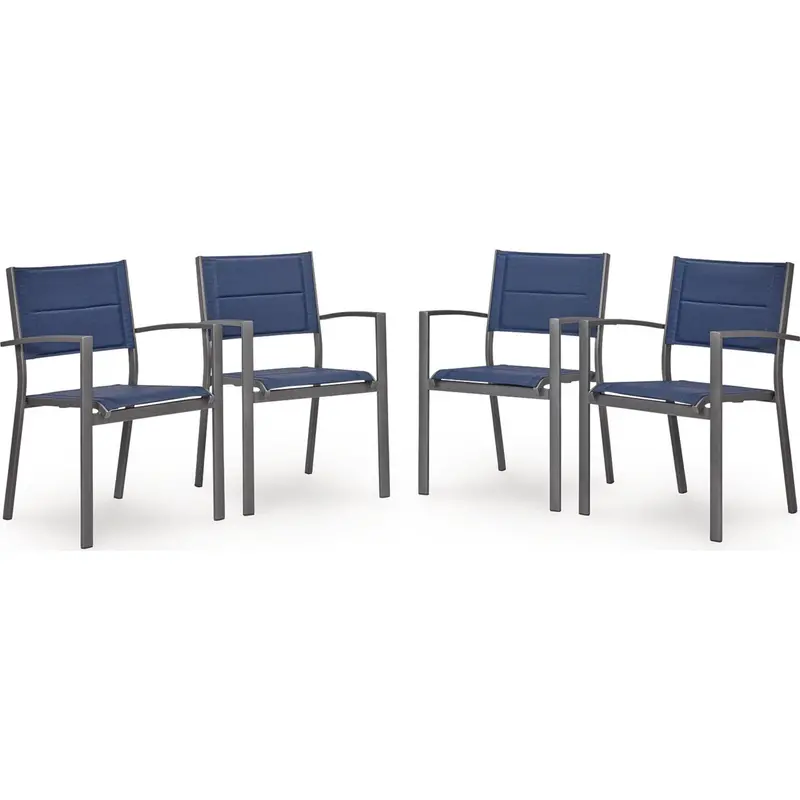 Rocky Creek Blue-And-Gray Outdoor Sling Armchairs – Set Of 4 1