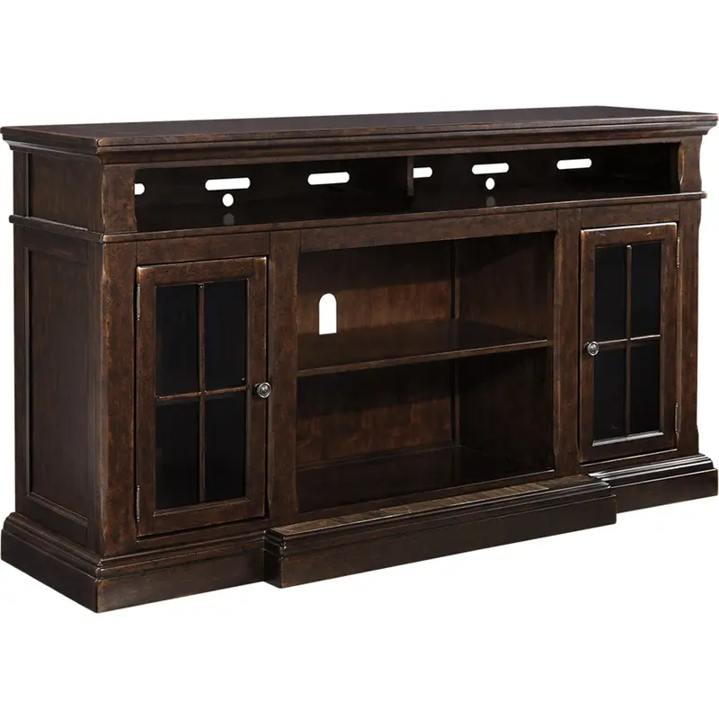 Roddinton Dark Brown Tv Stand With Open Shelving And Cable Management 1