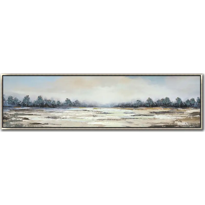 Row Of Indigo Abstract Canvas | 72X20 Inch Long Horizontal Gallery Wall Piece 1