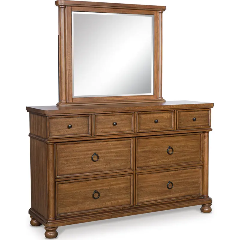 Rowlenstown Brown Dresser With Matching Mirror 1