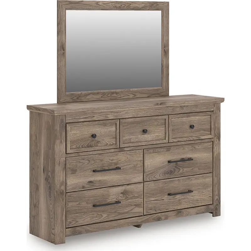 Rusticott Brown Dresser With Coordinating Mirror 1