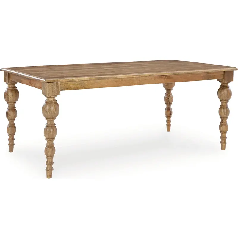 Rybergston Light Brown Dining Table – Solid Wood Rectangular Table (D601-25) 1