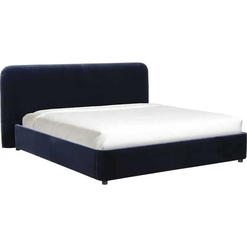 Samara Blue Upholstered Platform Bed 2