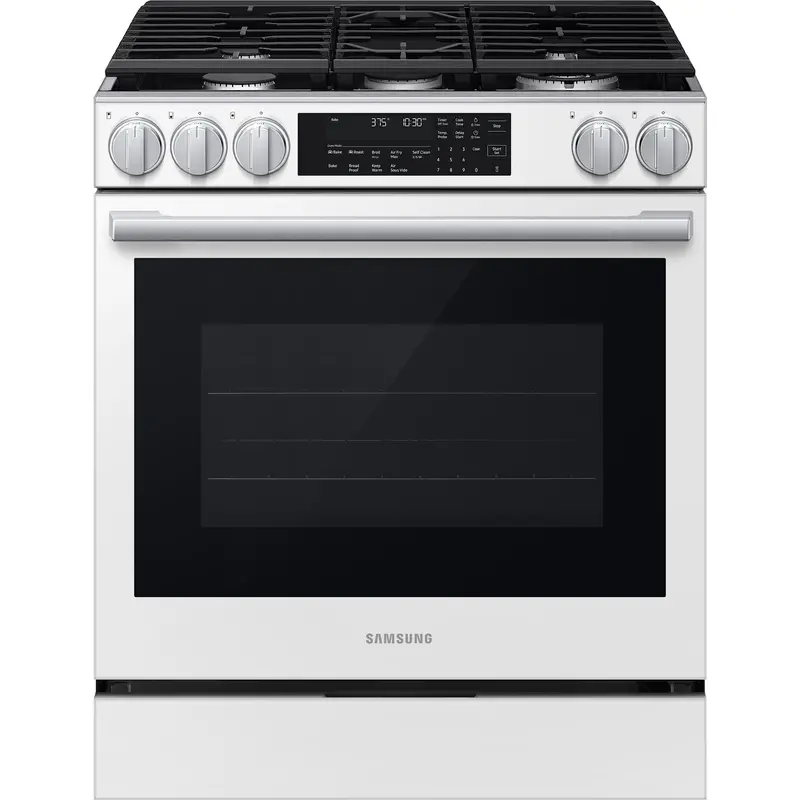 Samsung 30-Inch Gas Range – Nsg90H60Swaa, White Glass Cooktop 1