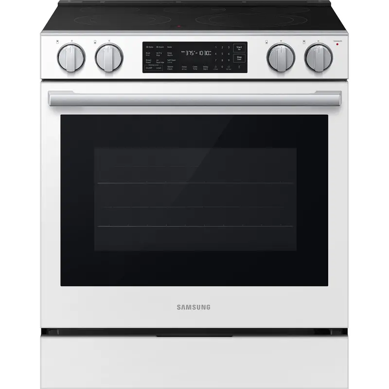 Samsung White Glass True Convection Range – Sleek Electric Oven (Nse80H63Swac) 1