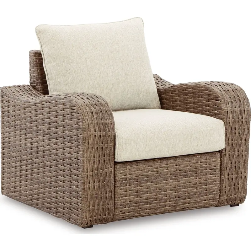 Sandy Bloom Beige Outdoor Lounge Chair With Cushion 1