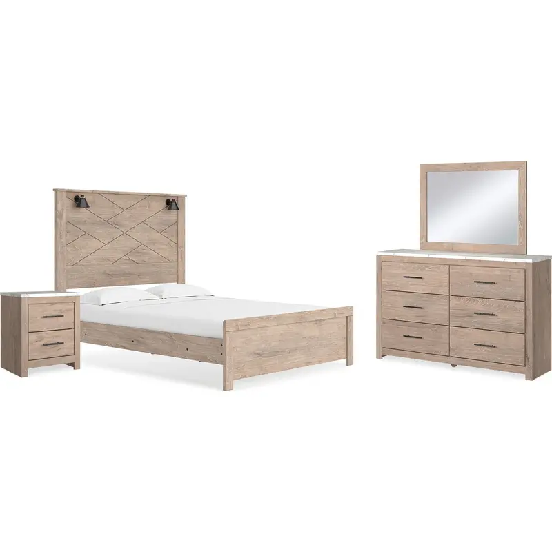 Senniberg Light Brown And White Queen Bedroom Set (6-Piece) 1