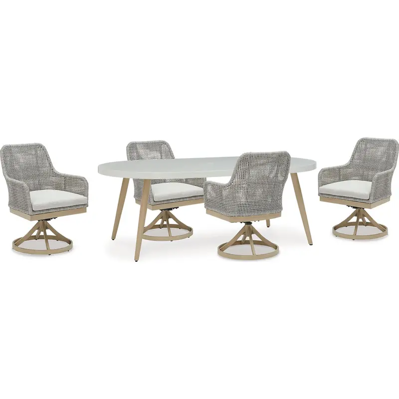 Seton Creek White 5-Piece Outdoor Dining Set 1