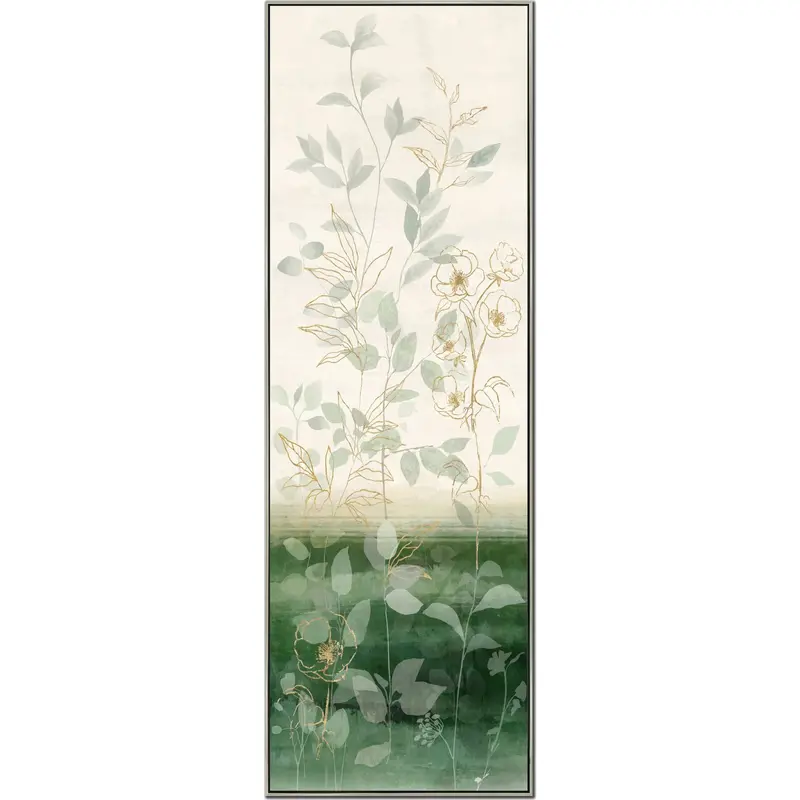 Shades Of Emerald Botanical Canvas | 48X16 Inch Vertical Nature-Inspired Print 1