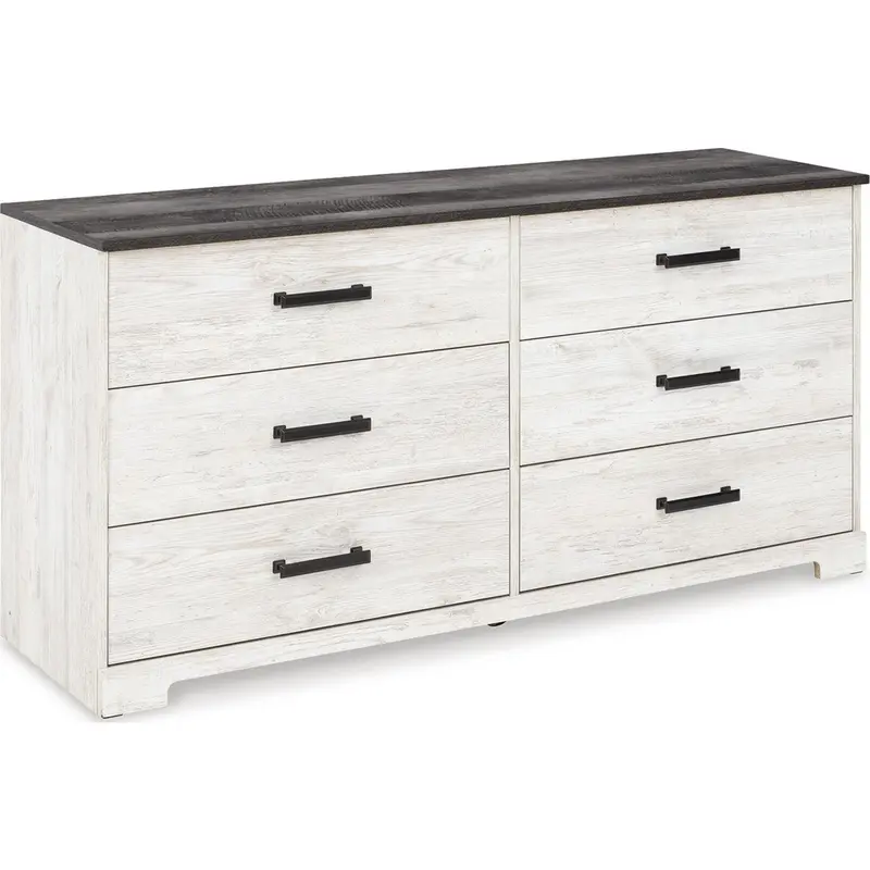 Shawburn 6-Drawer Dresser – Whitewash Wood And Charcoal Gray Accents 1