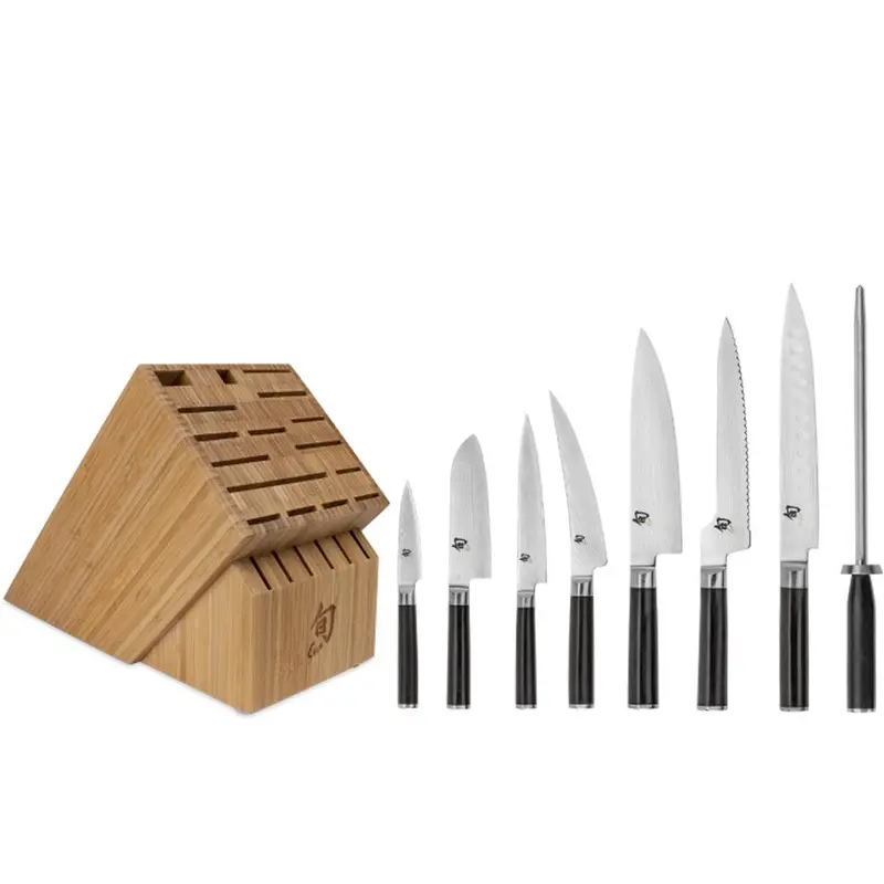 Shun Classic 9-Piece Chef’S Block Set – Includes 22-Slot Bamboo Block 1