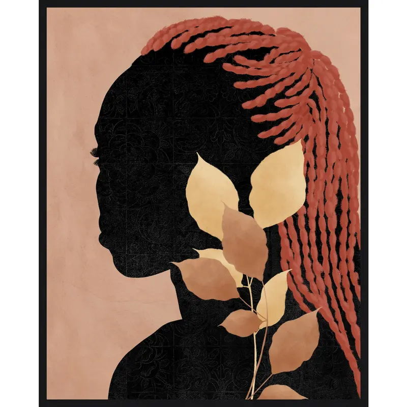 Silhouette Women Ii Wall Art Print – 17" X 21" Black-And-White Portrait On Canvas 1