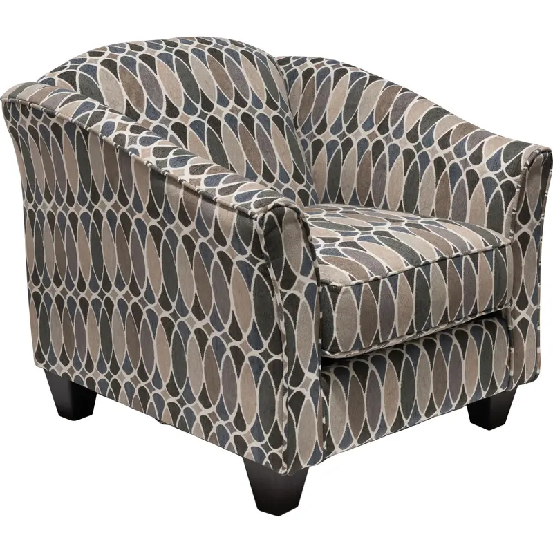 Skye Accent Chair In Shale Gray With Geometric Deco Design 1