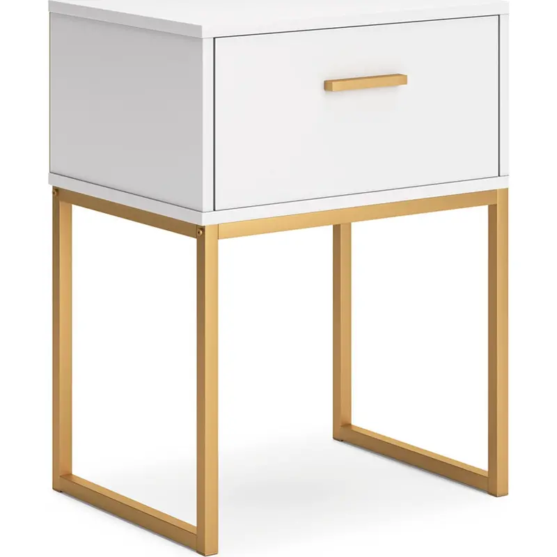 Socalle Contemporary Nightstand – White And Gold-Tone Accents 1