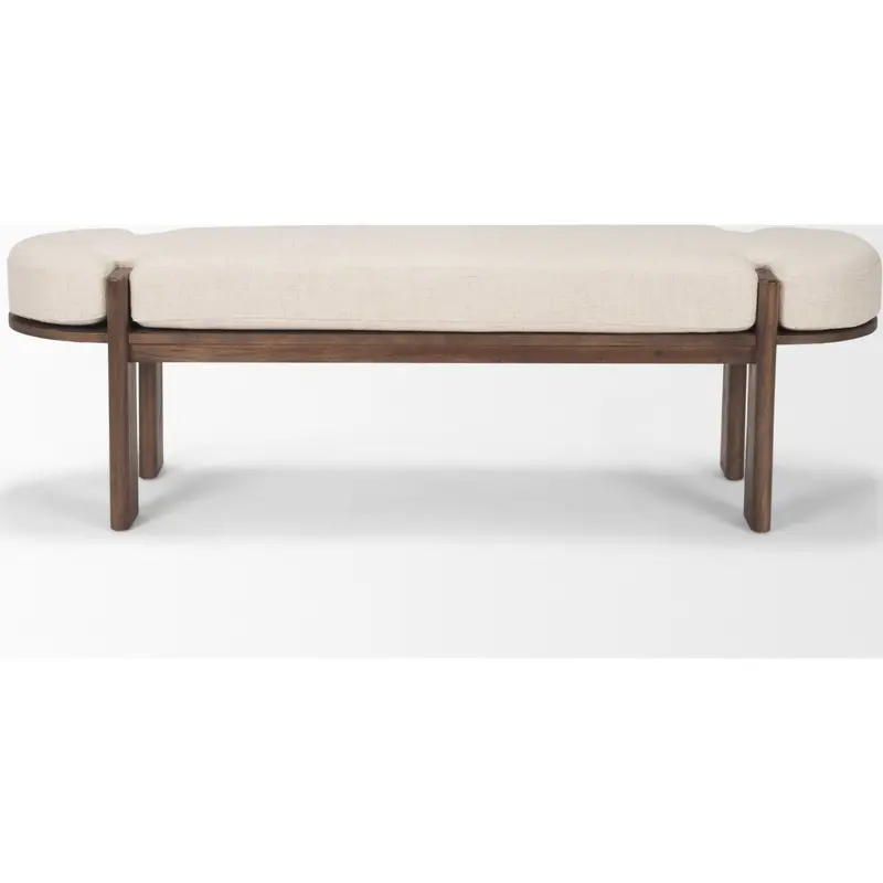 Sohan Cream Upholstered Bench – Compact Seating With Subtle Stitching 1