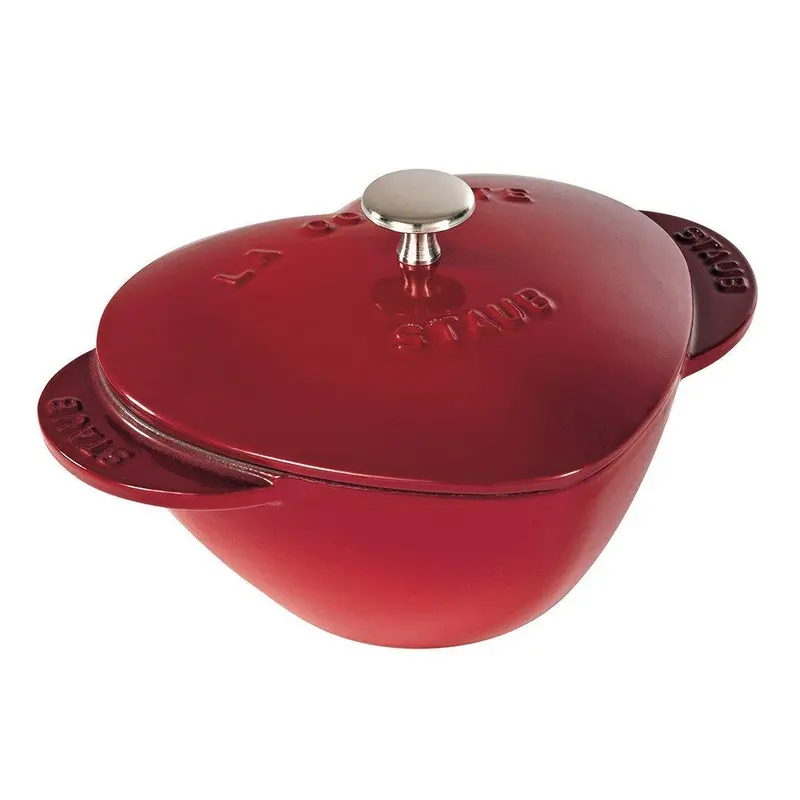 Staub 1.75-Quart Heart-Shaped Cast Iron Cocotte – Cherry Red 1