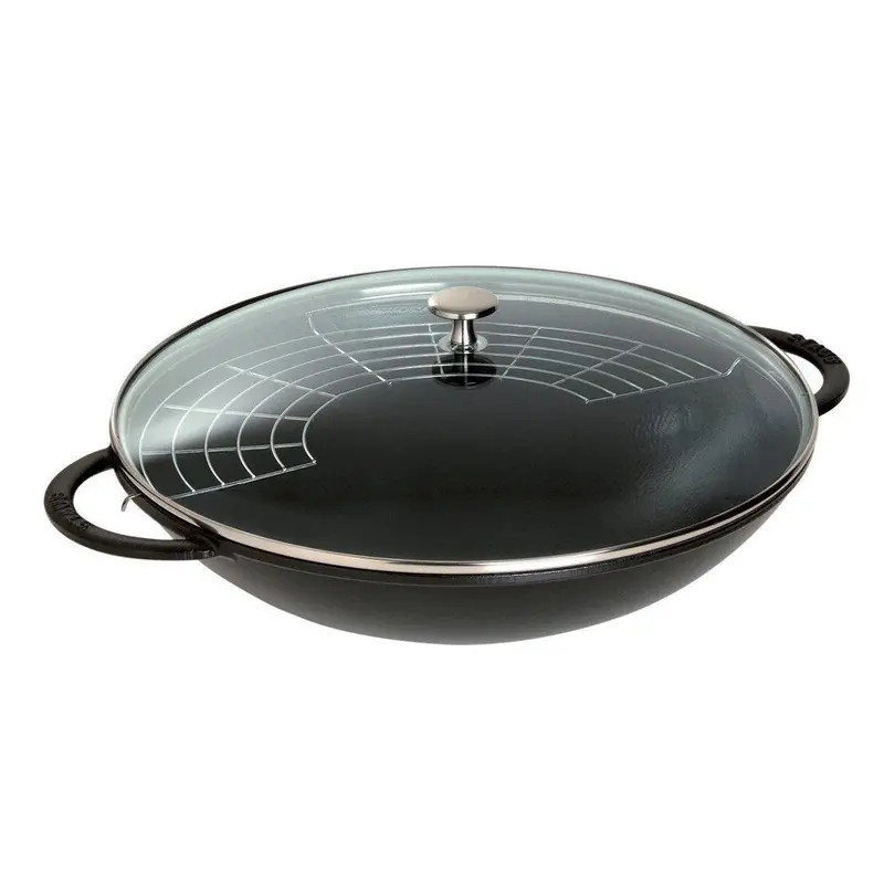 Staub 6-Quart Wok – Wide-Bottomed Cast Iron, Matte Black 1