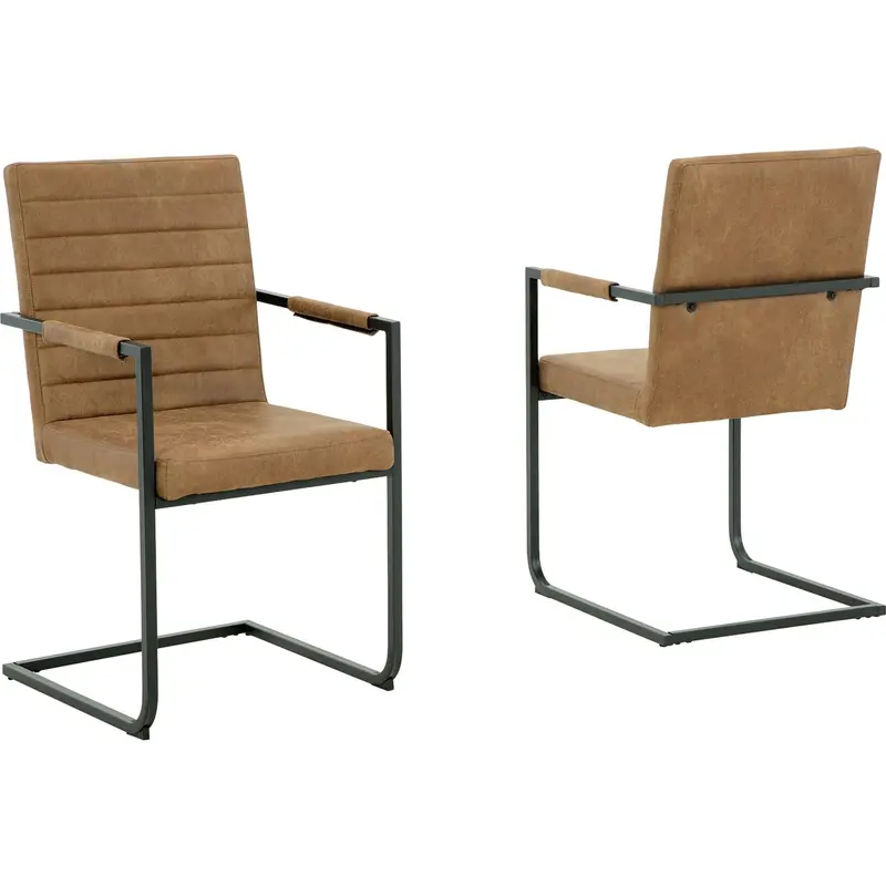 Strumford Upholstered Armchair In Caramel And Black Fabric (Model D449-01A) 1