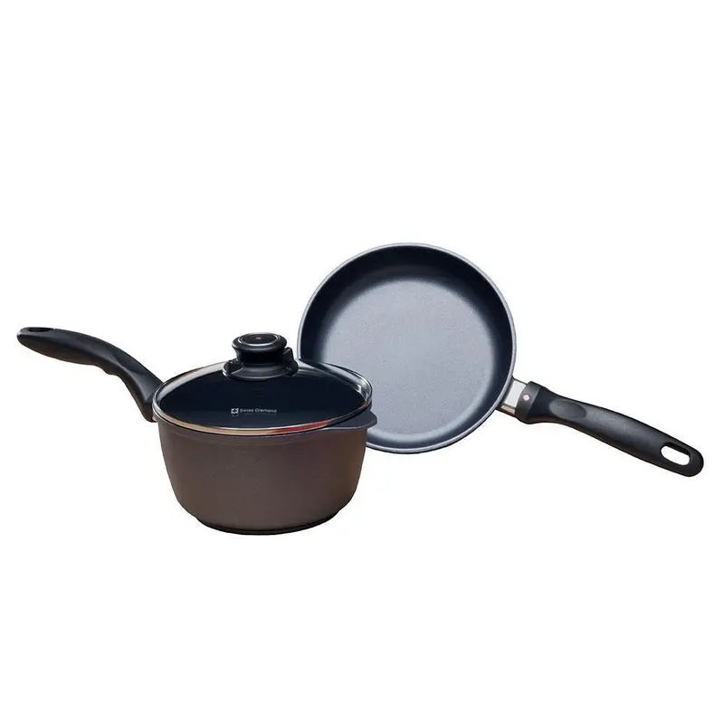 Swiss Diamond 3-Piece Starter Set – Fry Pan + Saucepan Combo 1