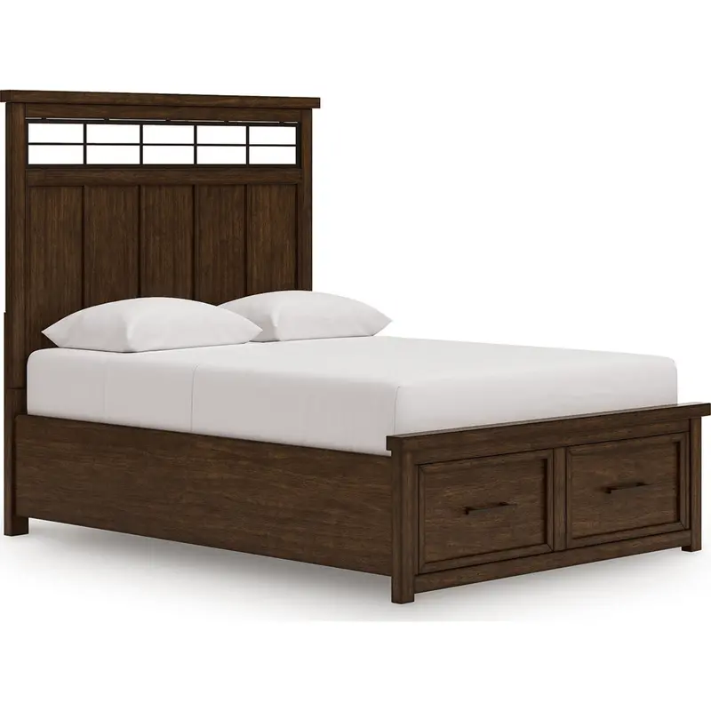 Taffenbrook Medium Brown Storage Bed – Platform Bed With Built-In Drawers 1
